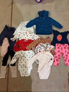 Mixed Baby Girls Clothing Bundle with Blue Hooded Jacket 9M